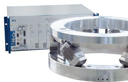 Fig 3.4 High Force parallel kinematics piezo Hexapod w/ NEXLINE® actuators for use in high magnetic fields load capacity of >100 kg. (Image: PI)