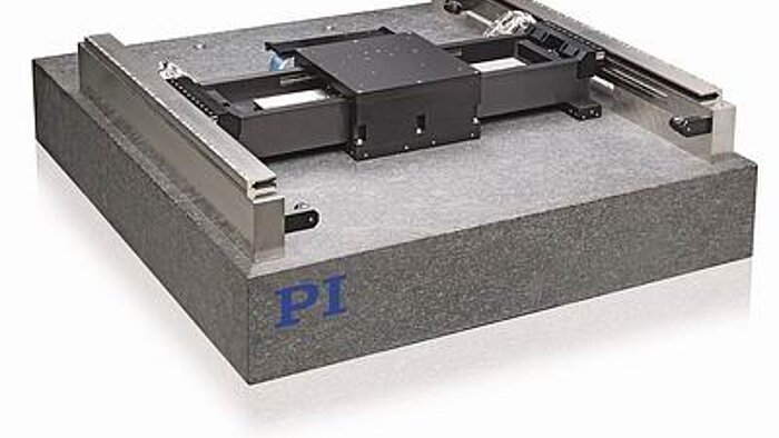 A-322 Planar Air Bearing Stage The PIglide HS planar air-bearing stage has been designed to maximize throughput while providing the ultimate level of precision. This stage is ideal for wafer inspection and scribing applications, as well as other ultra-precision motion applications such as flat panel inspection. The cross-beam mounts to the Y axis via a highly engineered flexural coupling that provides yaw-compliance without sacrificing system stiffness. The gantry axis is a dual air-bearing design that incorporates dual linear motors and dual linear encoders. Ironless linear motors provide smooth motion and no cogging or attractive forces. Both incremental and absolute encoder options are available. The PIglide HS incorporates three high-accuracy linear encoders, one for the bridge axis and two for the gantry axis. The PIglide HS is coupled with industry-leading digital controls that offer superior servo update rates (up to 5 kHz), advanced control algorithms to improve dynamic performance and error compensation, and a wide suite of software development tools.