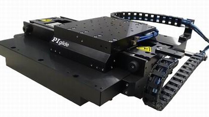 The PIglide IS planar XY air-bearing stage The PIglide IS planar XY air-bearing stage is a low profile, high precision alternative to stacked XY stages. The fully preloaded air bearing puck floats in both X and Y directions on a common base, providing smooth, frictionless motion. Ideal for inspection, laser marking, microscopy, scanning, and other precision motion applications. The efficient, compact design saves space in tight machine designs. Ironless linear motors provide smooth motion with no cogging or attractive forces. Optical linear encoders provide position feedback information down to 1nm, depending on interpolation. The PIglide IS can be coupled with a variety of industry-leading digital controls and drives that offer advanced algorithms to improve dynamic performance and error compensation and a wide suite of software development tools.